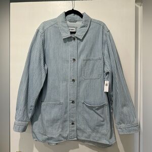Old Navy Railroad Stripe Shacket NWT